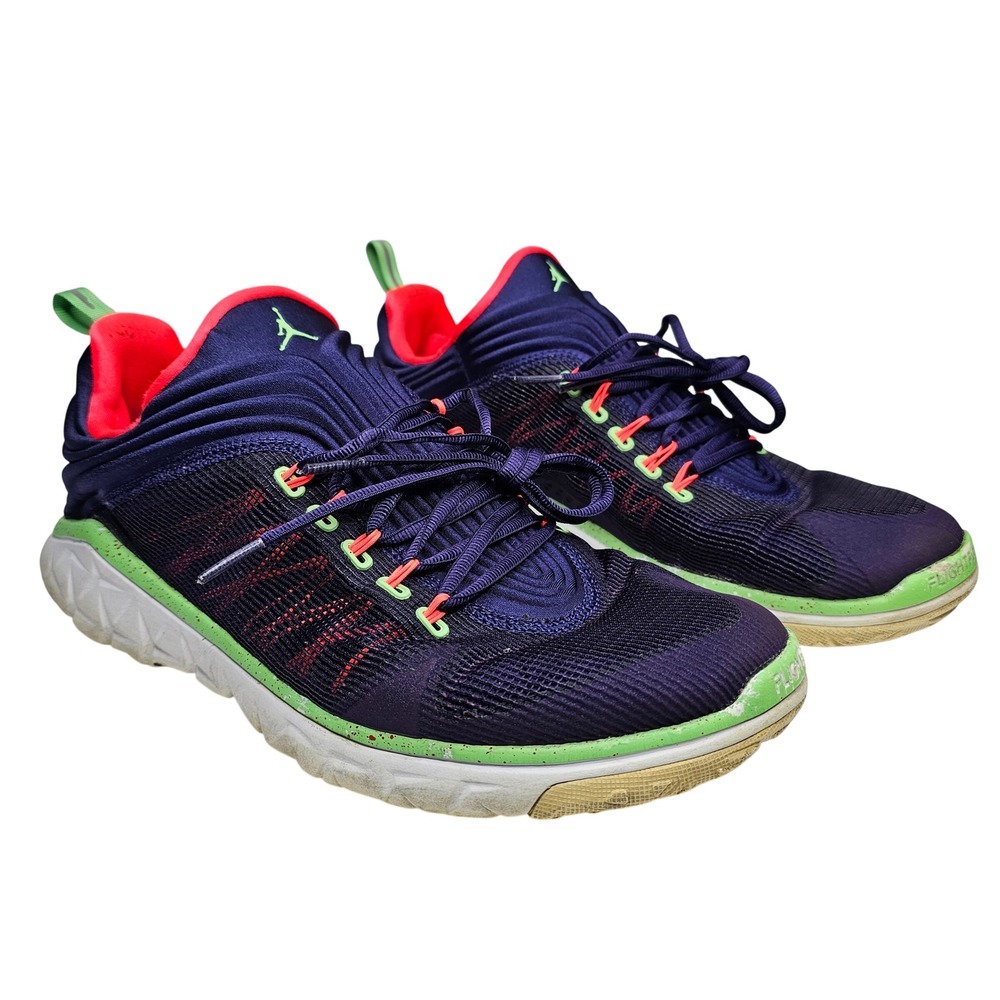 Jordan Flight Flex Trainer Men 12 Purple Green Training Sneakers 654268-505